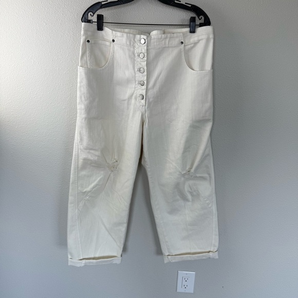RACHEL COMEY Wilkes Pant Dirty White Distressed Designer Casual Women’s 12 - Picture 3 of 16